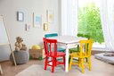 Ver imagem 1 de Conjunto de Mesa Infantil 60x60 com 4 Cadeiras Colorido I - Jm Móveis