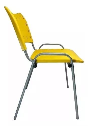 Kit Com 10 Cadeiras Iso Para Escola Escritório Comércio Amarela Base Prata - 2