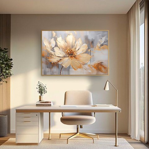 Quadro Decorativo Flor Dourada