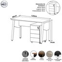 Ver imagem 3 de Mesa Escrivaninha 120cm x 60cm Tampo Chanfrado e Gaveteiro Móvel com 4 Gavetas F5 Office Cor:Louro
