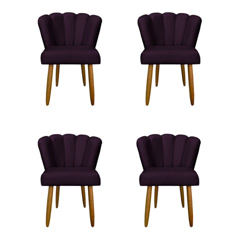 Kit 4 Cadeiras Flor para Quarto Penteadeira - Balaqui Decor Cor:roxo