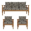 Ver imagem 2 de Jogo Sofá Madeira Maciça 3 Lugares e 2 Poltronas Liz Multimóveis Vcr7001 Floral Cinza