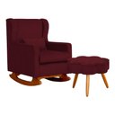 Ver imagem 1 de Poltrona C/ Puff Balanço Amamentação Aurora Suede Bordo - Lm Decor