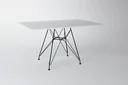 Ver imagem 1 de Mesa Eiffel Retangular 120x75 Tampo De Madeira Branco Com Base De Ferro Preto