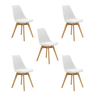 Kit 5 Cadeiras Estofadas Saarinen Wood Pés de Madeira Branco - 1