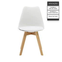 Kit 5 Cadeiras Estofadas Saarinen Wood Pés de Madeira Branco - 3