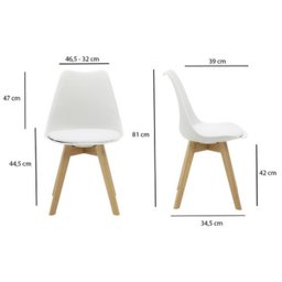 Kit 5 Cadeiras Estofadas Saarinen Wood Pés de Madeira Branco - 4