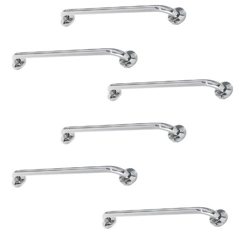 Alça de Apoio Barra Inox 60cm Kit 6 Unidades Segurança Banheiro Box Idoso Cadeirante