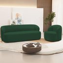 Ver imagem 2 de Sofá 2 Lugares 170cm com Poltrona Giratória Orgânica Heidy F04 Veludo Verde - Lyam Decor