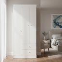 Ver imagem 2 de Guarda Roupa Solteiro Versa 3 Portas 2 Gavetas Branco/Rosa Flex