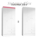 Ver imagem 1 de Guarda Roupa Solteiro Versa 3 Portas 2 Gavetas Branco/Rosa Flex