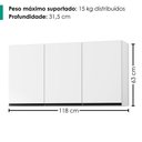 Ver imagem 3 de Armario Aereo 3 Portas 118 cm Suecia Branco Rudk