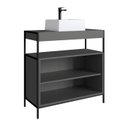 Ver imagem 2 de Kit Gabinete e Cuba para Banheiro P1038c Grafite Pp Milani Store