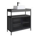 Ver imagem 1 de Kit Gabinete e Cuba para Banheiro P1038c Grafite Pp Milani Store