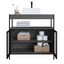 Ver imagem 3 de Kit Gabinete e Cuba para Banheiro P1038c Grafite Pp Milani Store