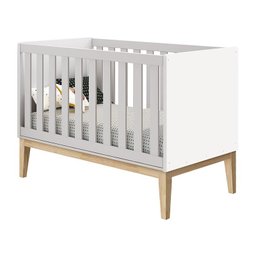 Quarto de Bebê Classic 2 Portas Cômoda com Porta Branco com Pés Madeira Natural - Reller - 5