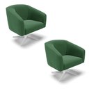 Ver imagem 1 de Kit 02 Poltronas Giratória Stella Veludo Verde Base Cromada - D’Rossi