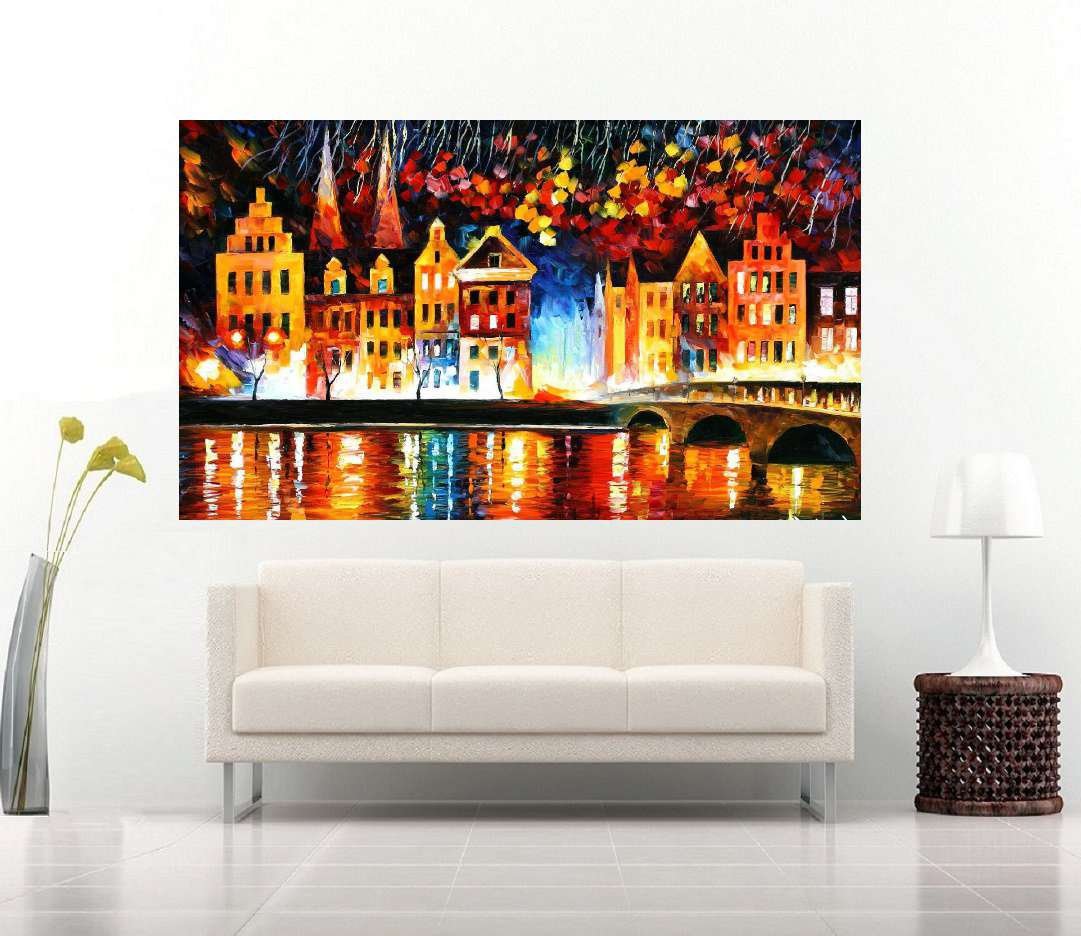 Quadro Pintura Tela Cidade Paisagem Urbana 4014 90cm A X 150cm L Madeiramadeira 7108