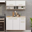 Ver imagem 7 de Conjunto Cozinha Aura Armário Aéreo e Balcão Suspenso Auxiliar 1,5cm Branco/Dubai