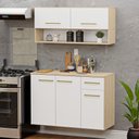 Ver imagem 1 de Conjunto Cozinha Aura Armário Aéreo e Balcão Suspenso Auxiliar 1,5cm Branco/Dubai