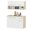 Ver imagem 2 de Conjunto Cozinha Aura Armário Aéreo e Balcão Suspenso Auxiliar 1,5cm Branco/Dubai