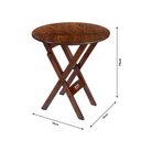 Ver imagem 2 de Mesa Redonda 70cm Dobrável em Madeira Maciça - Imbuia - Bege