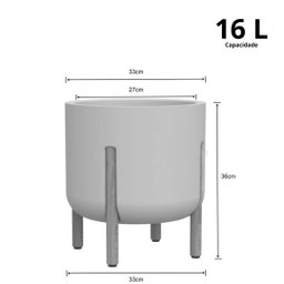 Vaso para Plantas Cilindrico Decore 33 Off White - Japi - 3