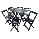 Ver imagem 6 de Kit 4 Conjuntos Mesa Dobrável Madeira 110x70 com 6 Cadeiras Personalizada Jack Preta - Cor: Preto