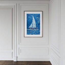 Quadro Arte Nautica Naif Barco - 60x48cm:moldura Branca - 1 Quadro Arte Nautica Naif Barco - 60x48cm:moldura Branca - 1