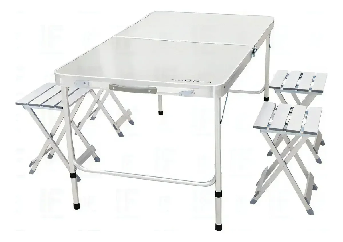 Conjunto Mesa e Banquetas Dobráveis Ntk Royal Cor Cinza