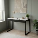 Ver imagem 2 de Escrivaninha Artelle 90cm Industrial Base Aço Tampo Mdf Escritório Branco/pé Preto - Lh Móveis