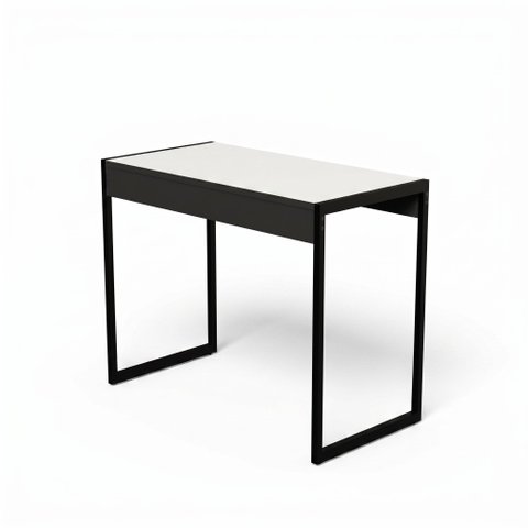 Escrivaninha Artelle 90cm Industrial Base Aço Tampo Mdf Escritório Branco/pé Preto - Lh Móveis
