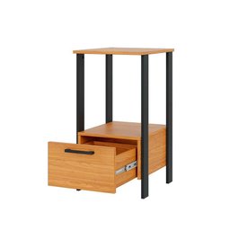 Mesa Auxiliar Estilo Industrial em Mdf para Escritório 1 Gaveta F39 Freijó Preto Fosco Dalla Costa - 3