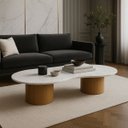 Ver imagem 4 de Mesa de Centro Aura 137x90 Cm Base Dupla Freijó Tampo Mármore Branco Extra