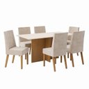Ver imagem 2 de Conjunto Sala de Jantar Mesa Lana 160cm Tampo MDF Vidro Canto Reto 6 Cadeiras Flavia