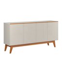Ver imagem 4 de Aparador Buffet Ares 4 Portas Brasmacol - Off White/Nature