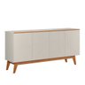 Aparador Buffet Ares 4 Portas Brasmacol - Off White/Nature - 4