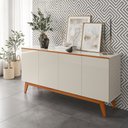 Ver imagem 1 de Aparador Buffet Ares 4 Portas Brasmacol - Off White/Nature