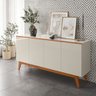 Aparador Buffet Ares 4 Portas Brasmacol - Off White/Nature - 1