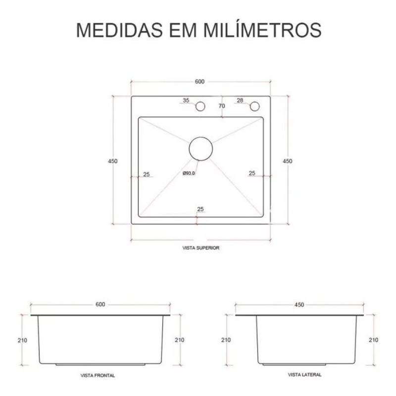 Kit Cuba Pia Aço Inox Quadrada Cozinha e Torneira Flexível Extensível - 5