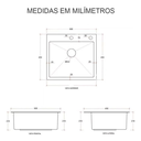 Ver imagem 5 de Kit Cuba Pia Aço Inox Quadrada Cozinha e Torneira Flexível Extensível