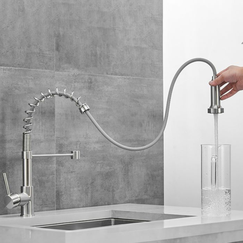 Kit Cuba Pia Aço Inox Quadrada Cozinha e Torneira Flexível Extensível - 7