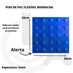 KIT 16 PÇS PISO TÁTIL PVC 25x25 ALERTA AZUL - 3