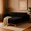Ver imagem 4 de Sofá com Chaise Lado Esquerdo 230cm Cocie Veludo Preto - Sallar Home