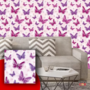 Ver imagem 2 de Papel de Parede Infantil Borboletas Rosa Autocolante Moderno 3mx58cm