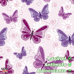 Papel de Parede Infantil Borboletas Rosa Autocolante Moderno 3mx58cm - 4