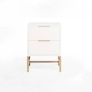 Mesa de Cabeceira Square 2 Gavetas 60 Cm X 43 Cm X 40 Cm Branca