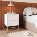 Ver imagem 2 de Mesa de Cabeceira Square 2 Gavetas 60 Cm X 43 Cm X 40 Cm Branca