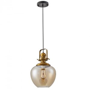 Luminária Pendente Tion Ape Ouro Fosco Preto e Âmbar Nordecor 1xE27 Único