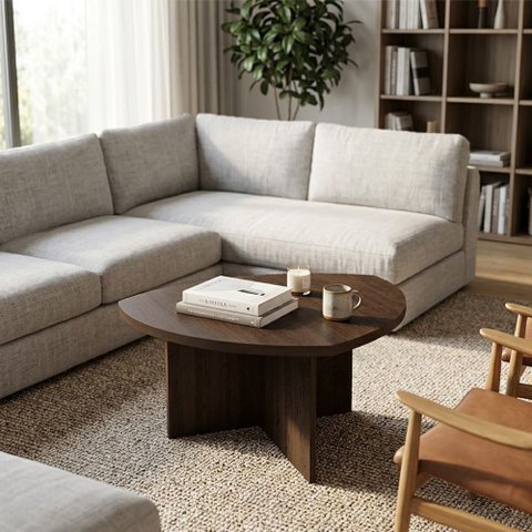 Mesa de Centro Elegante para Sala de Estar com Estilo Contemporaneo Marrom Delta